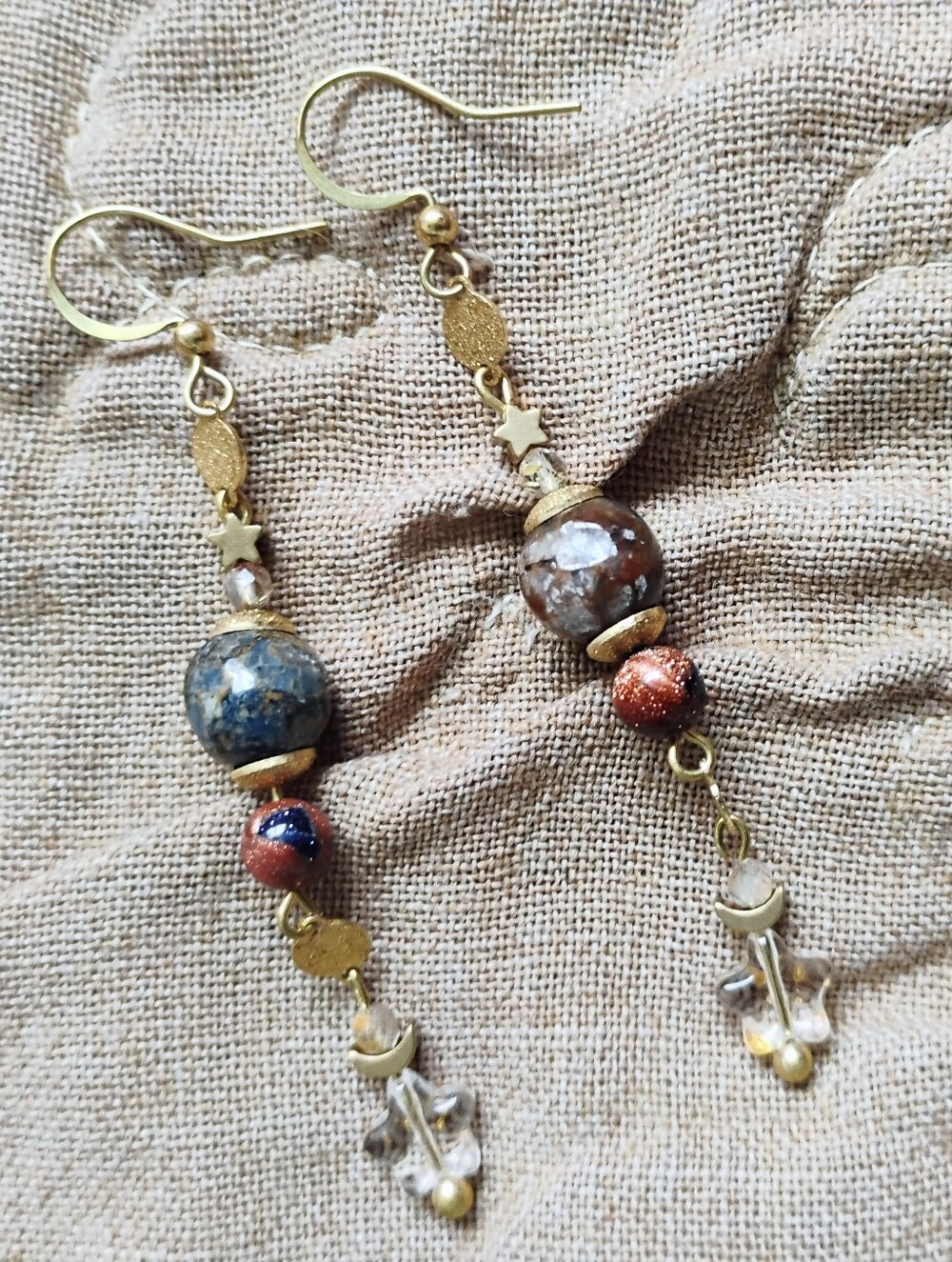 Handmade Star and Moon Yooperlite Earrings